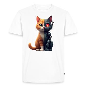 Funny Robot Cat Tech Cats Cyborg Animal Cat - Men's Premium Organic T-Shirt - white - Front - Nico (187cm)