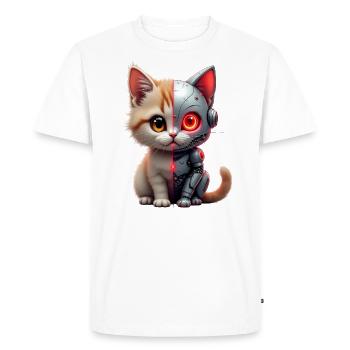 Funny Robot Cat Tech Cats Cyborg Animal Cat - Men's Premium Organic T-Shirt - white - Front - Nico (187cm)