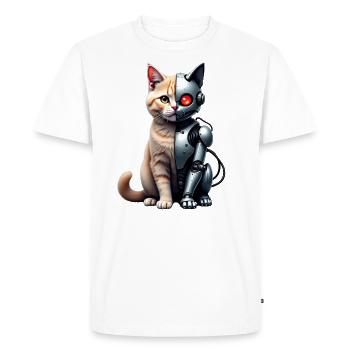 Funny Robot Cat Tech Cats Cyborg Animal Cat - Men's Premium Organic T-Shirt - white - Front - Nico (187cm)