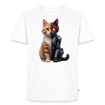 Funny Robot Cat Tech Cats Cyborg Animal Cat - Men's Premium Organic T-Shirt - white - Front - Nico (187cm)