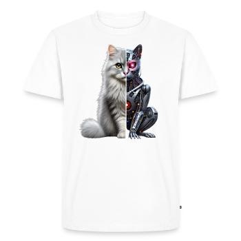 Funny Robot Cat Tech Cats Cyborg Animal Cat - Men's Premium Organic T-Shirt - white - Front - Nico (187cm)
