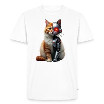 Funny Robot Cat Tech Cats Cyborg Animal Cat - Men's Premium Organic T-Shirt - white - Front - Nico (187cm)