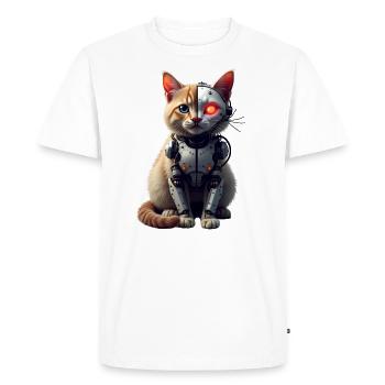 Funny Robot Cat Tech Cats Cyborg Animal Cat - Men's Premium Organic T-Shirt - white - Front - Nico (187cm)