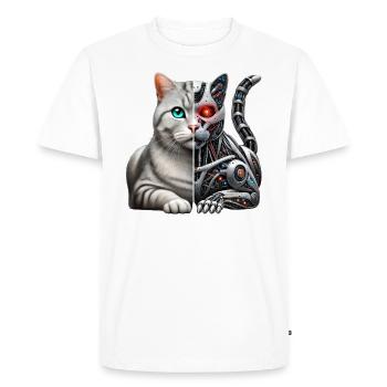 Funny Robot Cat Tech Cats Cyborg Animal Cat - Men's Premium Organic T-Shirt - white - Front - Nico (187cm)