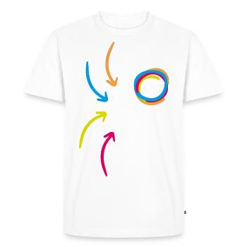 "Hier & Jetzt" Achtsamkeit Mental Health - Männer Premium Bio T-Shirt - Weiß - Vorne - Nico (187cm)