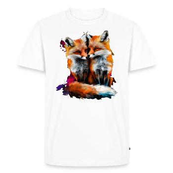Funny Fox Fox Art Animal Nature Wildlife Animals - Men's Premium Organic T-Shirt - white - Front - Nico (187cm)