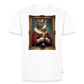 Medieval Cat in Picture Frame Art Crown - Men's Premium Organic T-Shirt - white - Front - Nico (187cm)
