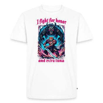 Médiéval chat thon oeuvre honneur honneur - T-shirt Premium bio Homme - blanc - Devant - Nico (187cm)