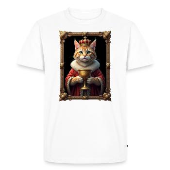 Chat médiéval dans cadre photo Art Crown - T-shirt Premium bio Homme - blanc - Devant - Nico (187cm)