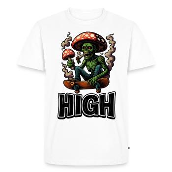 Zombie, champignon et vibrations de skate - T-shirt Premium bio Homme - blanc - Devant - Nico (187cm)