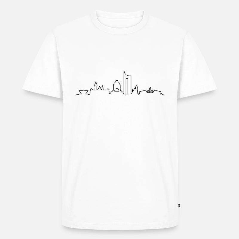 Skyline - Leipzig - Männer Premium Bio T-Shirt - Weiß