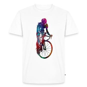 Cyclisme Vélo sport art #cycling #sport #biking - T-shirt Premium bio Homme - blanc - Devant - Nico (187cm)