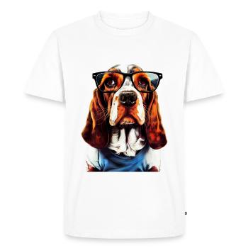 Hipster Dog Basset #basset - T-shirt Premium bio Homme - blanc - Devant - Nico (187cm)
