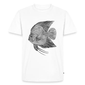 Lines art fish #fish - Men's Premium Organic T-Shirt - white - Front - Nico (187cm)