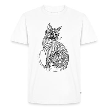 Lignes art chat #cat - T-shirt Premium bio Homme - blanc - Devant - Nico (187cm)