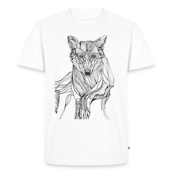 Lignes art loup #wolf - T-shirt Premium bio Homme - blanc - Devant - Nico (187cm)