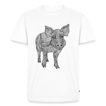 Lines art pig #pig - Men's Premium Organic T-Shirt - white - Front - Nico (187cm)