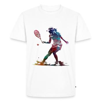 Joueur de tennis sport art #tennis #sport - T-shirt Premium bio Homme - blanc - Devant - Nico (187cm)