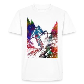Vélo de montagne, art sportif - T-shirt Premium bio Homme - blanc - Devant - Nico (187cm)