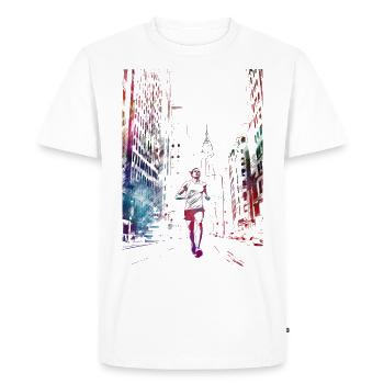 Marathonien, sport, art, #runner #sport - T-shirt Premium bio Homme - blanc - Devant - Nico (187cm)