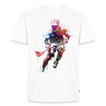 L’art du sport de crosse #lacrosse #sport - T-shirt Premium bio Homme - blanc - Devant - Nico (187cm)