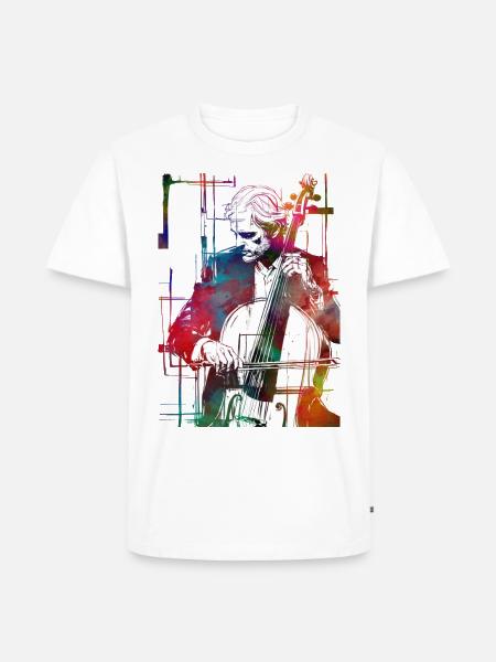 Doubble-Bass-Musikkunst - Männer Premium Bio T-Shirt - Weiß