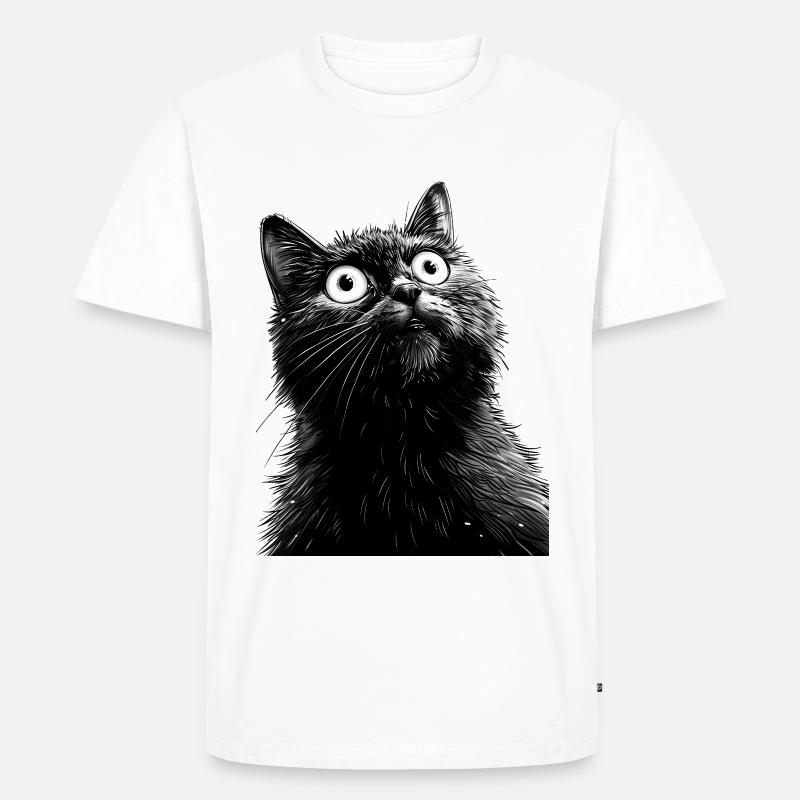 Schwarze Katze Henry - Männer Premium Bio T-Shirt - Weiß