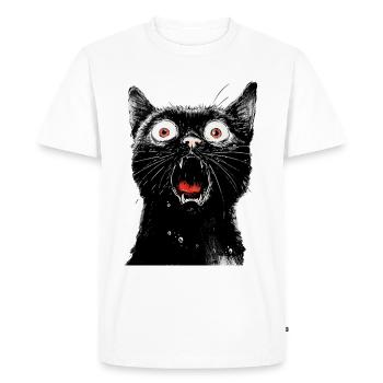 Chat noir Misha - T-shirt Premium bio Homme - blanc - Devant - Nico (187cm)