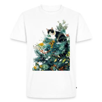 Cat on the Christmas tree - Men's Premium Organic T-Shirt - white - Front - Nico (187cm)