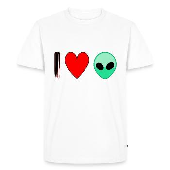 I love alien - Men's Premium Organic T-Shirt - white - Front - Nico (187cm)