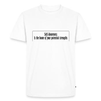 (Self awareness) words of wisdom #2 - Men's Premium Organic T-Shirt - white - Front - Nico (187cm)