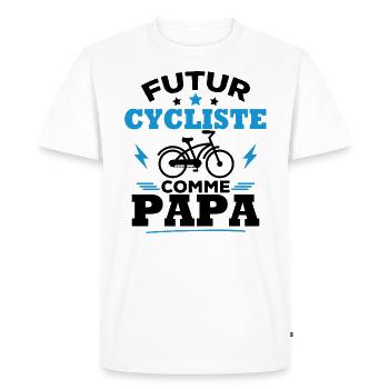 Futur cycliste comme papa - T-shirt Premium bio Homme - blanc - Devant - Nico (187cm)