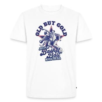 Vieux mais en or Jouez au basket-ball jamais trop vieux - T-shirt Premium bio Homme - blanc - Devant - Nico (187cm)