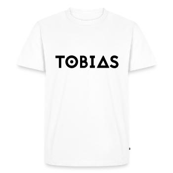 Prénom Tobias - T-shirt Premium bio Homme - blanc - Devant - Nico (187cm)