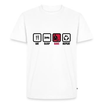 eat sleep rave,DJ,dj,électro,clubbing,clubber - T-shirt Premium bio Homme - blanc - Devant - Nico (187cm)