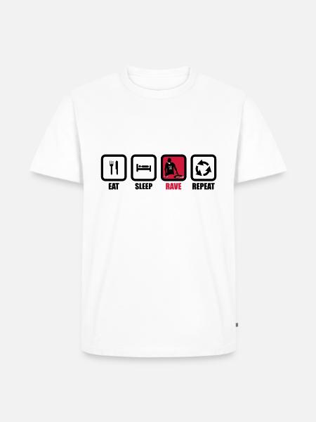 spise søvn rave, dj, dj, electro, clubbing, clubber - Herre Premium økologisk T-shirt - hvid