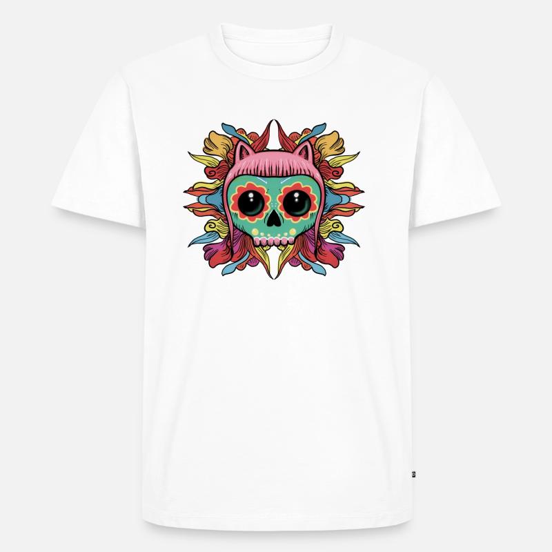 Kätzchen Schädel - Männer Premium Bio T-Shirt - Weiß