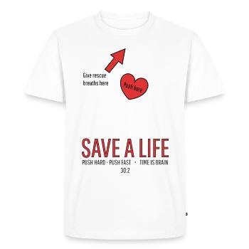 Sauvez une vie! CPR - T-shirt Premium bio Homme - blanc - Devant - Nico (187cm)