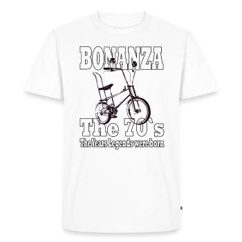Bonanzarad - the 70s - Bonanza - Männer Premium Bio T-Shirt - Weiß - Vorne - Nico (187cm)