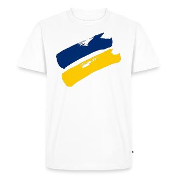 Lower Austria Flag - Brush Stripes - Men's Premium Organic T-Shirt - white - Front - Nico (187cm)