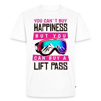 Happiness Ski Skiing Snowboard Lift Pass Mountains - Männer Premium Bio T-Shirt - Weiß - Vorne - Nico (187cm)