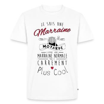 marraine motarde carrement plus cool - T-shirt Premium bio Homme - blanc - Devant - Nico (187cm)