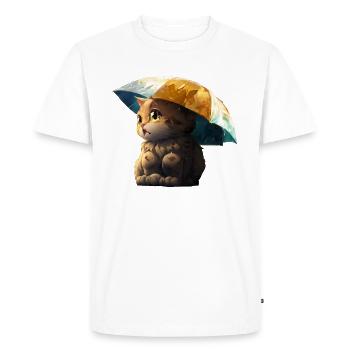 Parfaitement préparé : Chat avec tee-shirt parapluie - T-shirt Premium bio Homme - blanc - Devant - Nico (187cm)