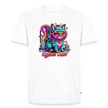YANACAT Comic Cyberpunk Cybercat Scifi Cat - Men's Premium Organic T-Shirt - white - Front - Nico (187cm)