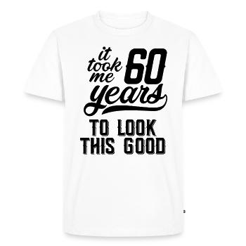 60 ans - T-shirt Premium bio Homme - blanc - Devant - Nico (187cm)