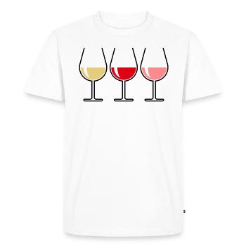 Vin blanc, vin rouge, vin rosé (ventre de vin par verre) - T-shirt Premium bio Homme - blanc - Devant - Nico (187cm)