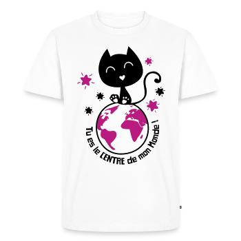 Un amour de chat, déclaration d'amour ! - T-shirt Premium bio Homme - blanc - Devant - Nico (187cm)