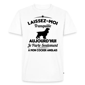 Je parle seulement à mon Cocker Anglais - T-shirt Premium bio Homme - blanc - Devant - Nico (187cm)