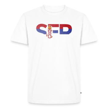 Serbie Drapeau Srbija Couleurs serbes Yougoslavie - T-shirt Premium bio Homme - blanc - Devant - Nico (187cm)