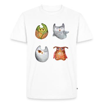Hibou Aigle Hibou Animal Forêt Animal Petit Hibou Barno Chouette Fun - T-shirt Premium bio Homme - blanc - Devant - Nico (187cm)
